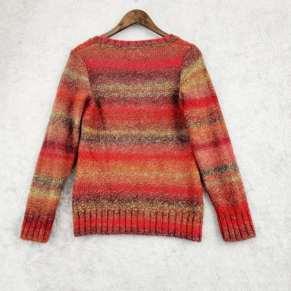 Anthropologie Elsamanda Wool Women's Striped Chunky Sweater L  Crewneck 28CT - Picture 2 of 6